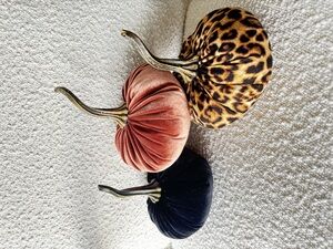 Velvet Pumpkins, fall decor, cozy home gifts. Set of 3.